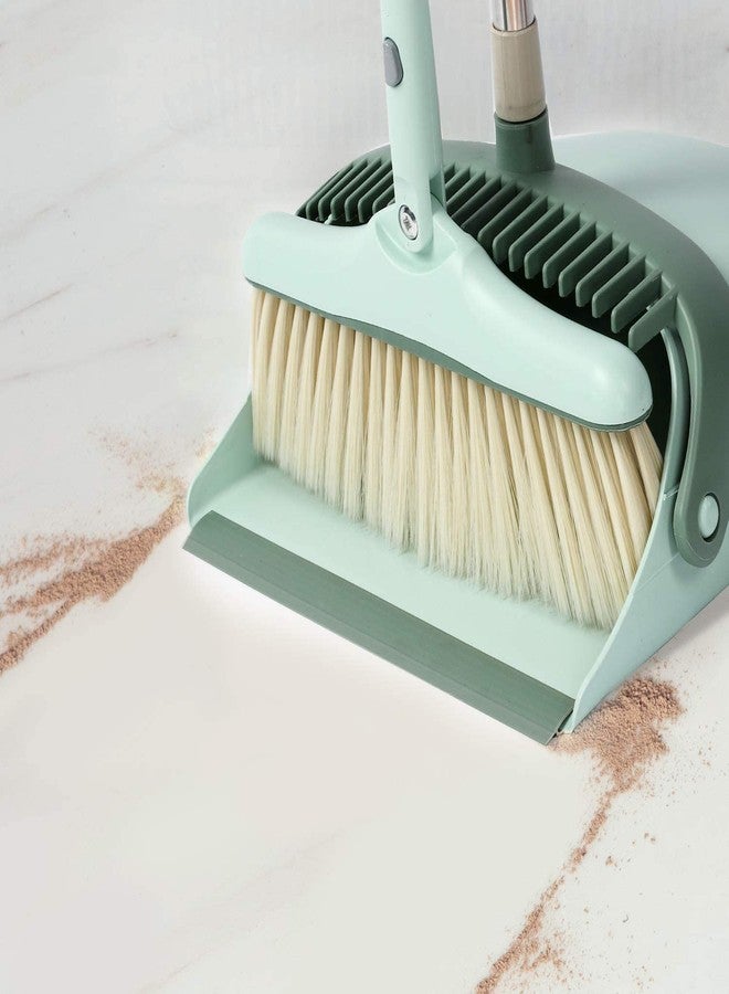 TRADY Household Cleaning Multi-Function Cleaning Soft Broom Plastic Material Long Handle Rotary Dustpan Rubber Lip Design Combination Broom and Dustpan Set - Image 5